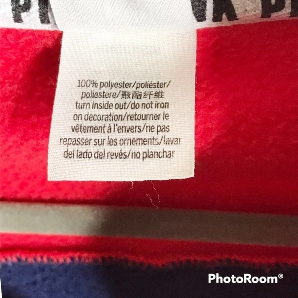 Victoria’s Secret PINK polar fleece red and blue striped quarter zip sweater - Picture 5 of 6